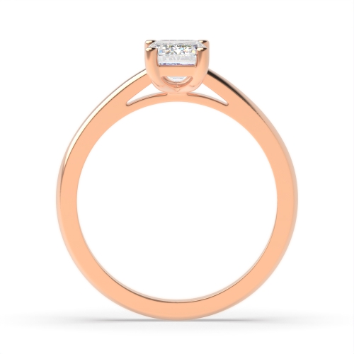 4 Prong Emerald Rose Gold Classic tapered shoulder Engagement Rings