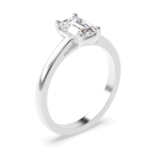 4 Prong Emerald Classic tapered shoulder Naturally Mined Diamond Engagement Rings