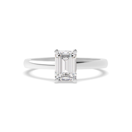 4 Prong Emerald Classic tapered shoulder Naturally Mined Diamond Engagement Rings