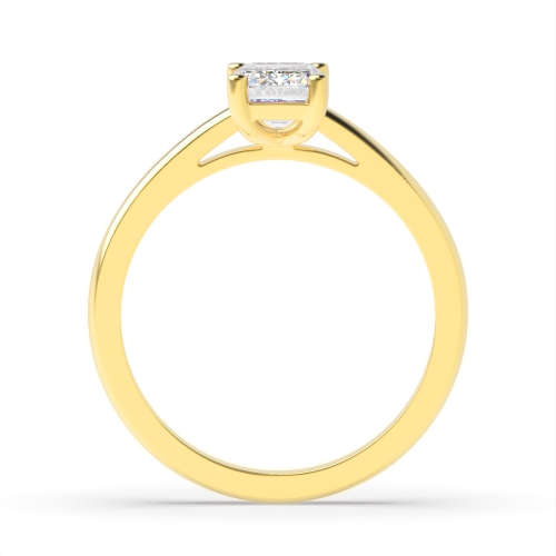 4 Prong Emerald Yellow Gold Classic tapered shoulder Engagement Rings