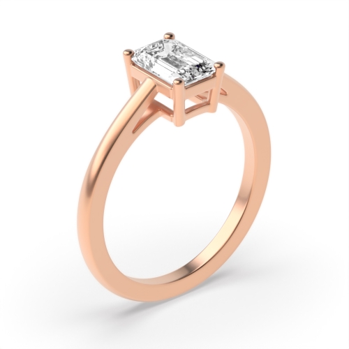 4 Prong Emerald Rose Gold High set Engagement Rings