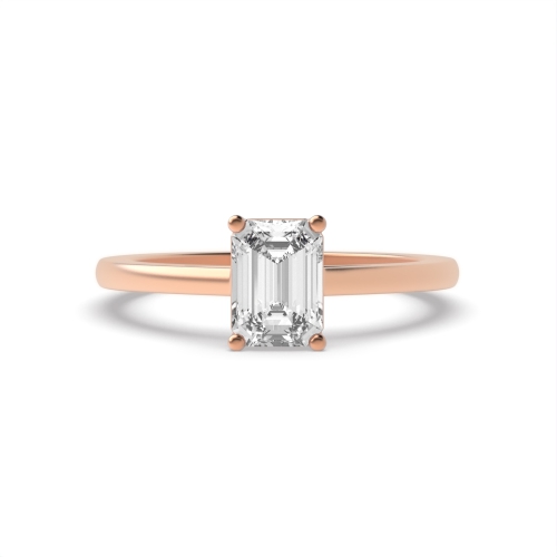 4 Prong Emerald Rose Gold High set Engagement Rings
