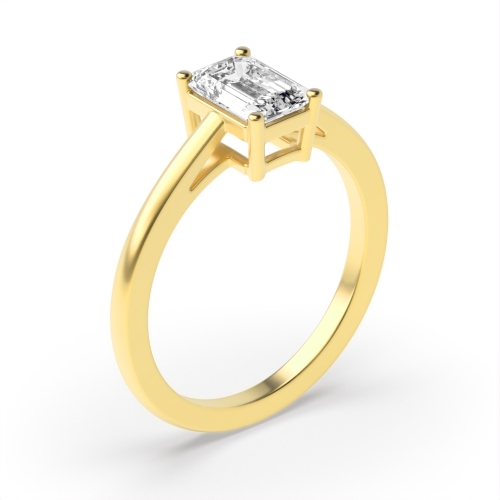 4 Prong Emerald Yellow Gold High set Engagement Rings