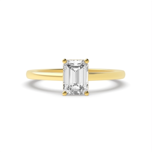 4 Prong Emerald Yellow Gold High set Engagement Rings