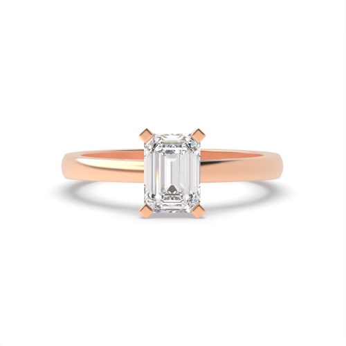 4 Prong Emerald Rose Gold Open set Engagement Rings