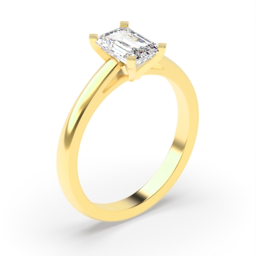4 Prong Emerald Yellow Gold Open set Engagement Rings
