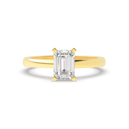 4 Prong Emerald Yellow Gold Open set Engagement Rings