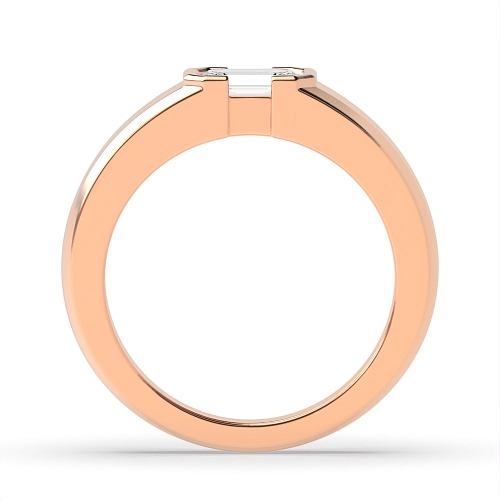 Channel Setting Emerald Rose Gold Half bezel Engagement Rings