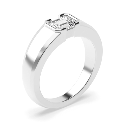 1 carat  Channel Setting Emerald Half bezel Engagement Rings