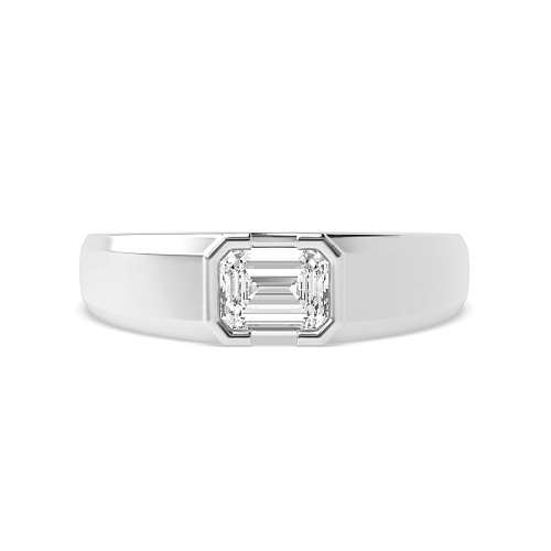 1 carat  Channel Setting Emerald Half bezel Engagement Rings