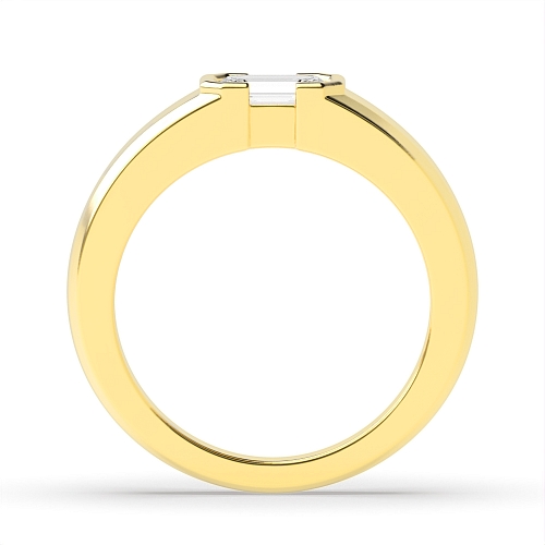 Channel Setting Emerald Yellow Gold Half bezel Engagement Rings