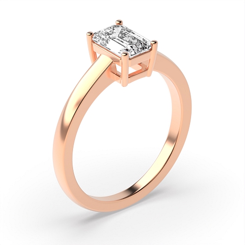 4 Prong Emerald Rose Gold Contemporary Engagement Rings
