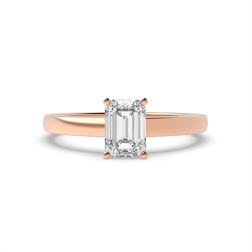 4 Prong Emerald Rose Gold Contemporary Engagement Rings