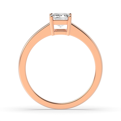 4 Prong Emerald Rose Gold Contemporary Engagement Rings