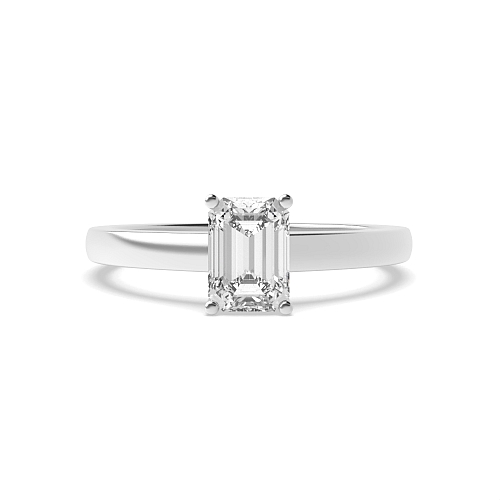 4 Prong Emerald Contemporary Naturally Mined Diamond Engagement Rings