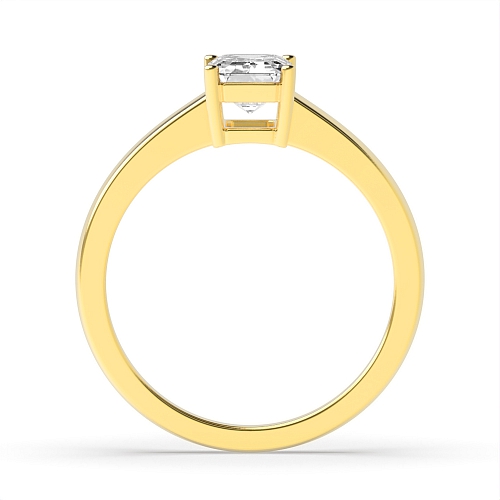 4 Prong Emerald Yellow Gold Contemporary Engagement Rings