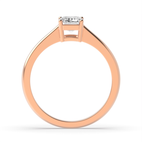 4 Prong Emerald Rose Gold Taper shoulder Engagement Rings