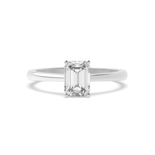 4 Prong Emerald Taper shoulder Naturally Mined Diamond Engagement Rings