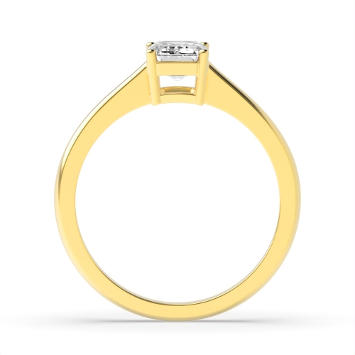 4 Prong Emerald Yellow Gold Taper shoulder Engagement Rings
