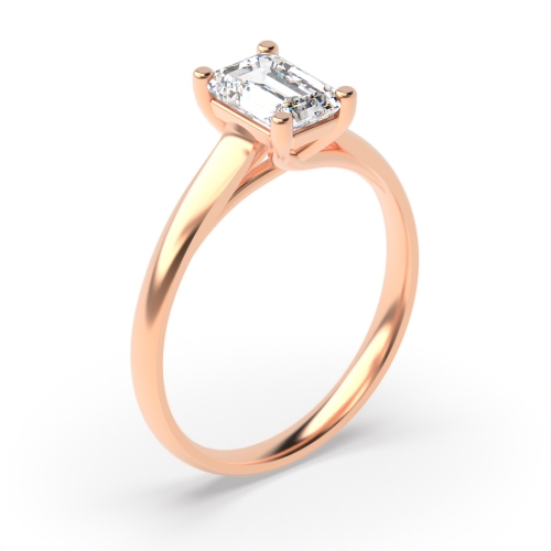 4 Prong Emerald Rose Gold High set broad shoulder Engagement Rings