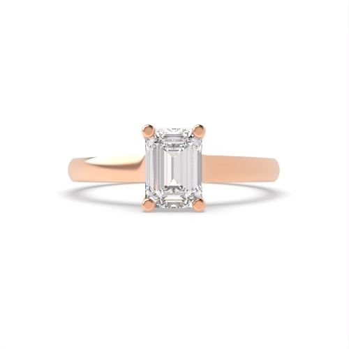 4 Prong Emerald Rose Gold High set broad shoulder Engagement Rings