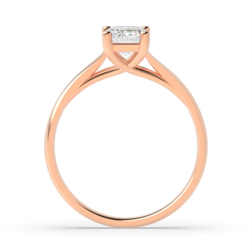 4 Prong Emerald Rose Gold High set broad shoulder Engagement Rings