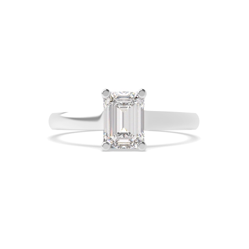 4 Prong Emerald Platinum High set broad shoulder Engagement Rings