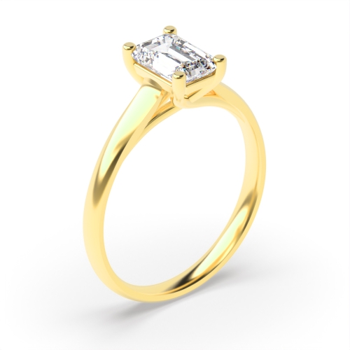 4 Prong Emerald Yellow Gold High set broad shoulder Engagement Rings