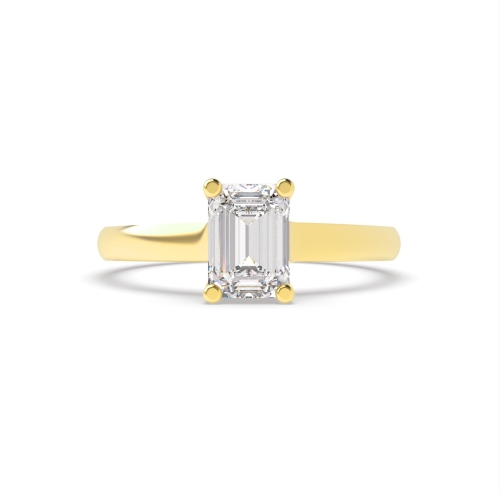 4 Prong Emerald Yellow Gold High set broad shoulder Engagement Rings