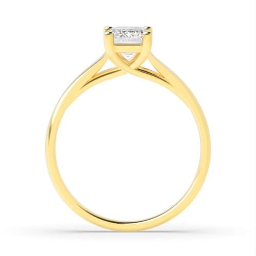 4 Prong Emerald Yellow Gold High set broad shoulder Engagement Rings