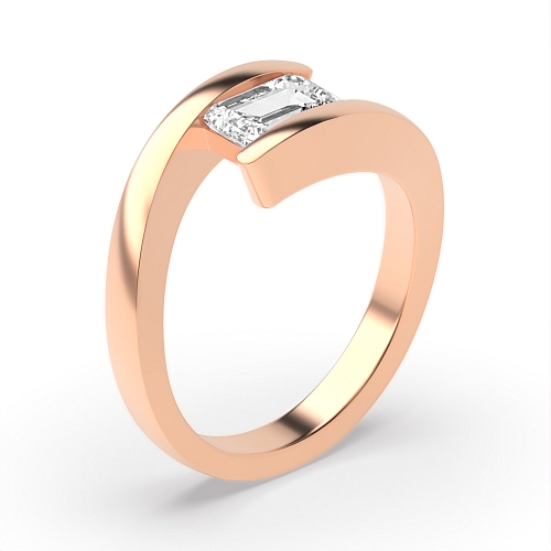 Channel Setting Rose Gold Modern Engagement Rings