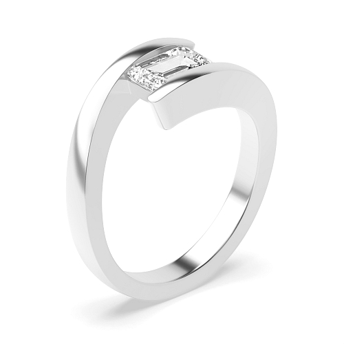Channel Setting Platinum Modern Engagement Rings