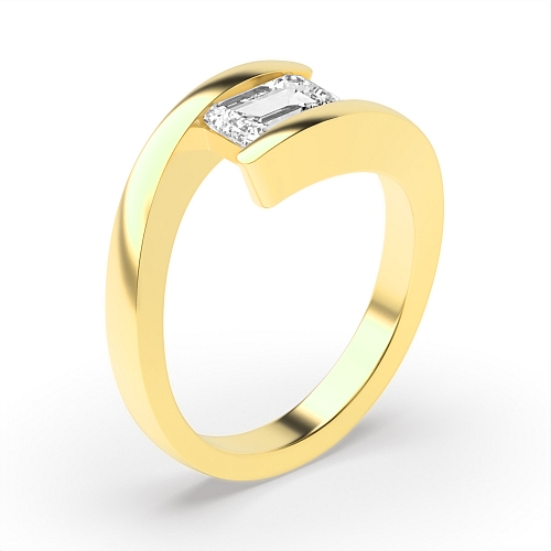 Channel Setting Yellow Gold Modern Engagement Rings