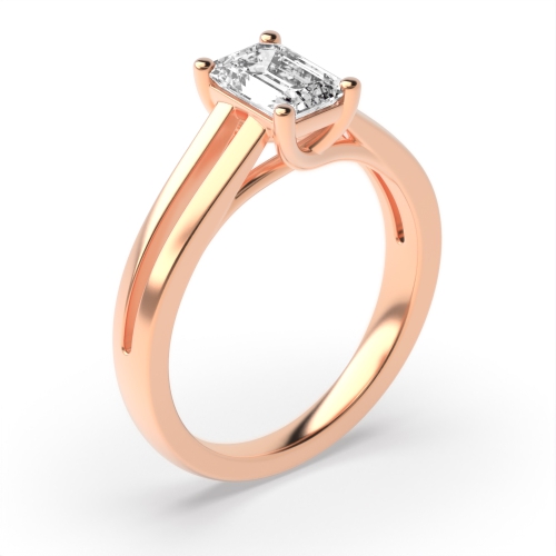 4 Prong Emerald Rose Gold Split sholder Engagement Rings