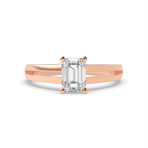4 Prong Emerald Rose Gold Split sholder Engagement Rings