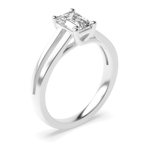 4 Prong Emerald Split sholder Naturally Mined Diamond Engagement Rings