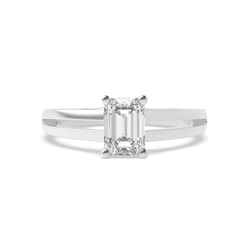 4 Prong Emerald Split sholder Naturally Mined Diamond Engagement Rings
