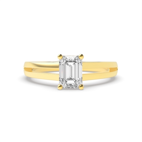 4 Prong Emerald Yellow Gold Split sholder Engagement Rings