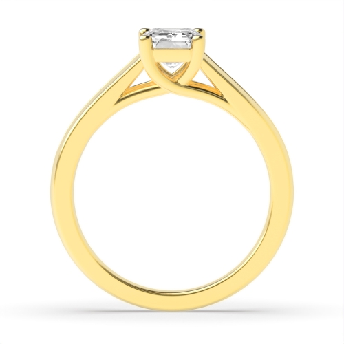 4 Prong Emerald Yellow Gold Split sholder Engagement Rings