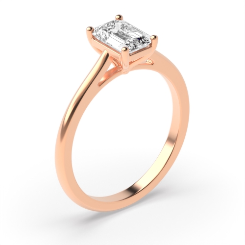 Emerald Split Tapering Shoulder Solitaire Diamond Engagement Ring