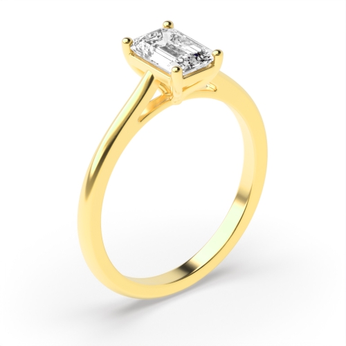 4 Prong Emerald Yellow Gold Shoulder with gallary Engagement Rings