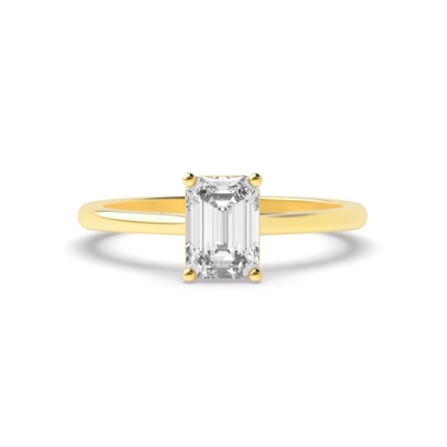 4 Prong Emerald Yellow Gold Shoulder with gallary Engagement Rings