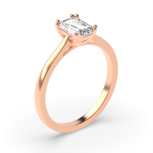 4 Prong Emerald Rose Gold Twin claws Engagement Rings