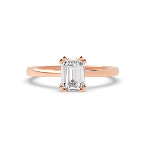 4 Prong Emerald Rose Gold Twin claws Engagement Rings