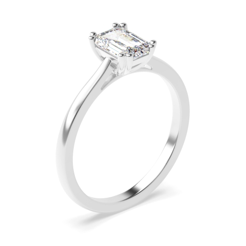 4 Prong Emerald Platinum Twin claws Engagement Rings