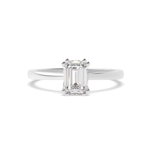 4 Prong Emerald Platinum Twin claws Engagement Rings
