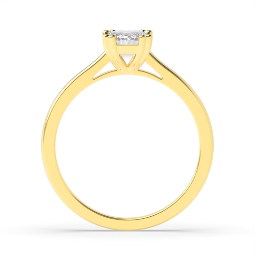 4 Prong Emerald Yellow Gold Twin claws Engagement Rings