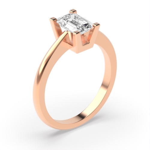 4 Prong Emerald Rose Gold Open basket set Engagement Rings