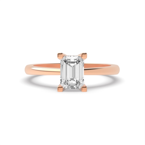4 Prong Emerald Rose Gold Open basket set Engagement Rings