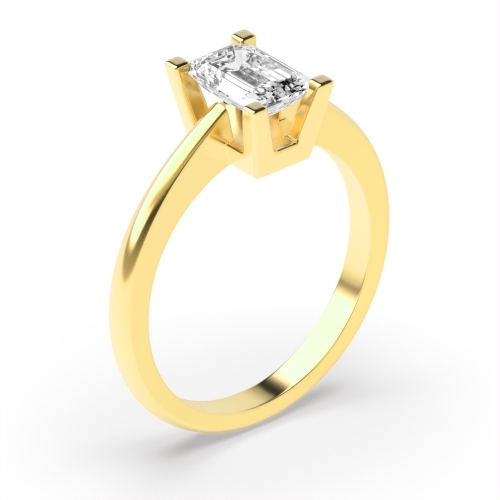 4 Prong Emerald Yellow Gold Open basket set Engagement Rings